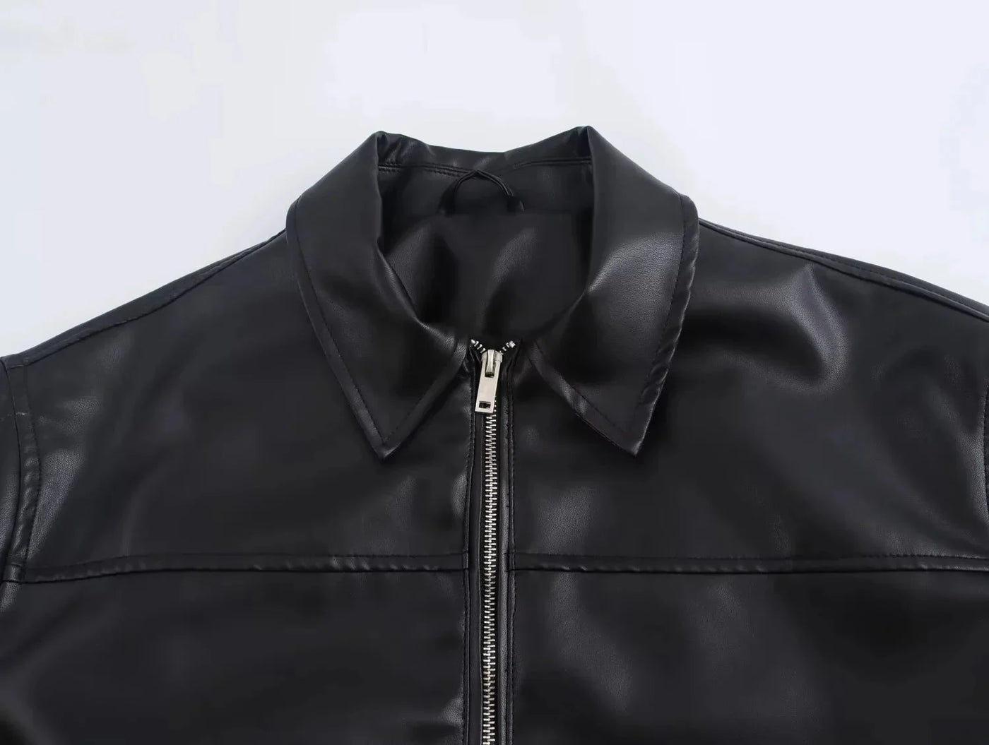 SEAME - Arabell - Chic Vintage Vegan Leather Women's Autumn Winter Jacket with Unique Zipper Detail Brown S