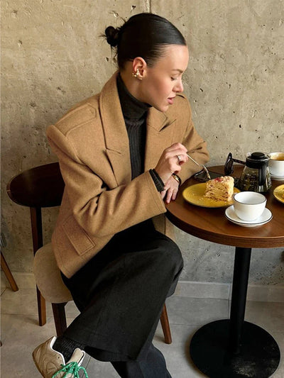 SEAME - Claude Blazer with Shoulder Pads Brown S