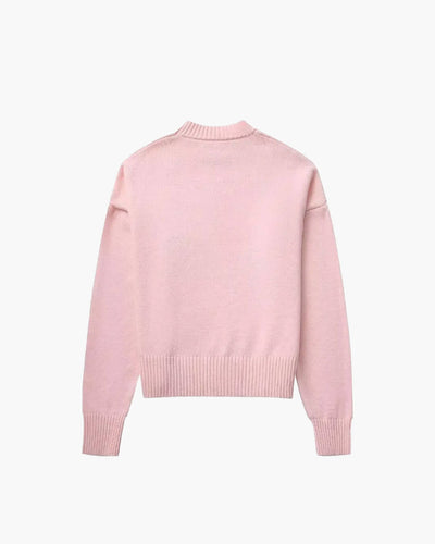 SEAME - Edlyn - Cozy Autumn Women's Sweater with Ribbed Trim & Soft Blended Material Pink S