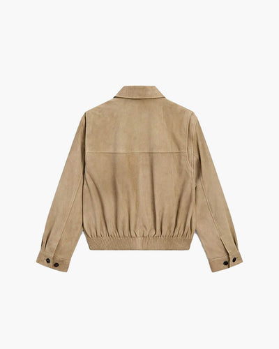 SEAME - Emily Suede Bomber Jacket Beige S