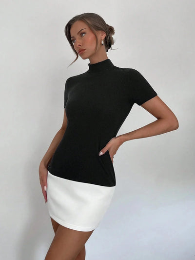 SEAME - Estelle Mini Dress Black White S