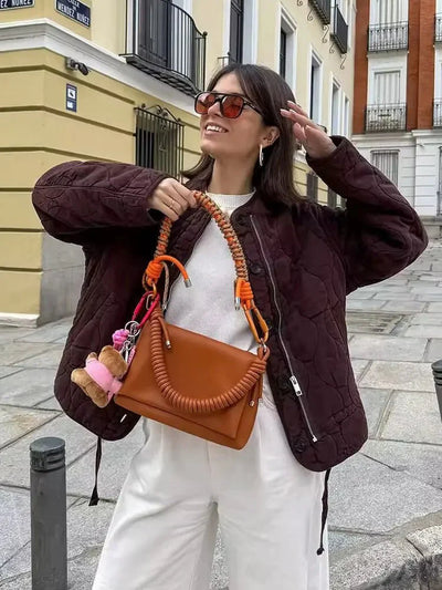 SEAME - Feliz Quilted Padded Jacket Burgundy L