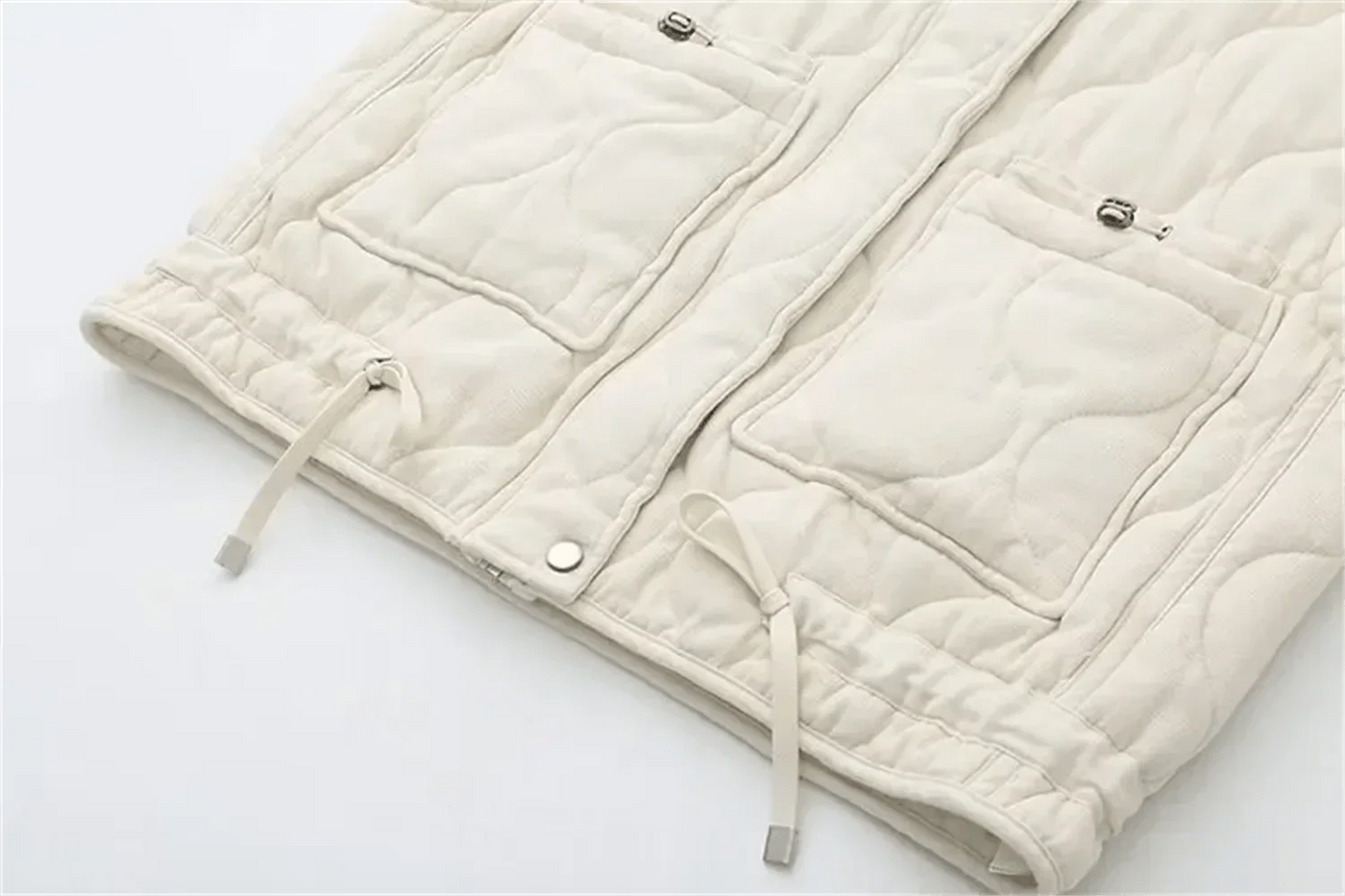 SEAME - Fiona Quilted Padded Vest Gray M