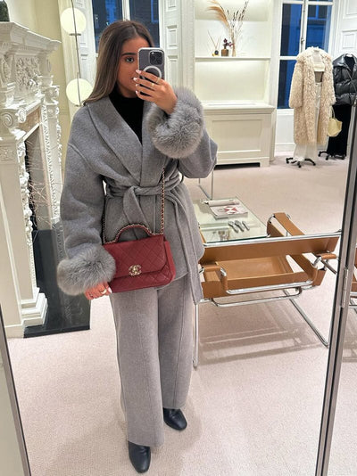 Seame - Grace Faux Fur Coat Black S