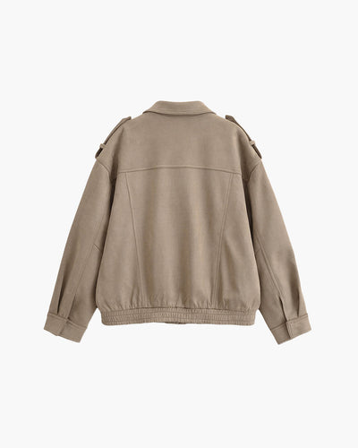 SEAME - Greta Suede Moto Jacket Beige XS