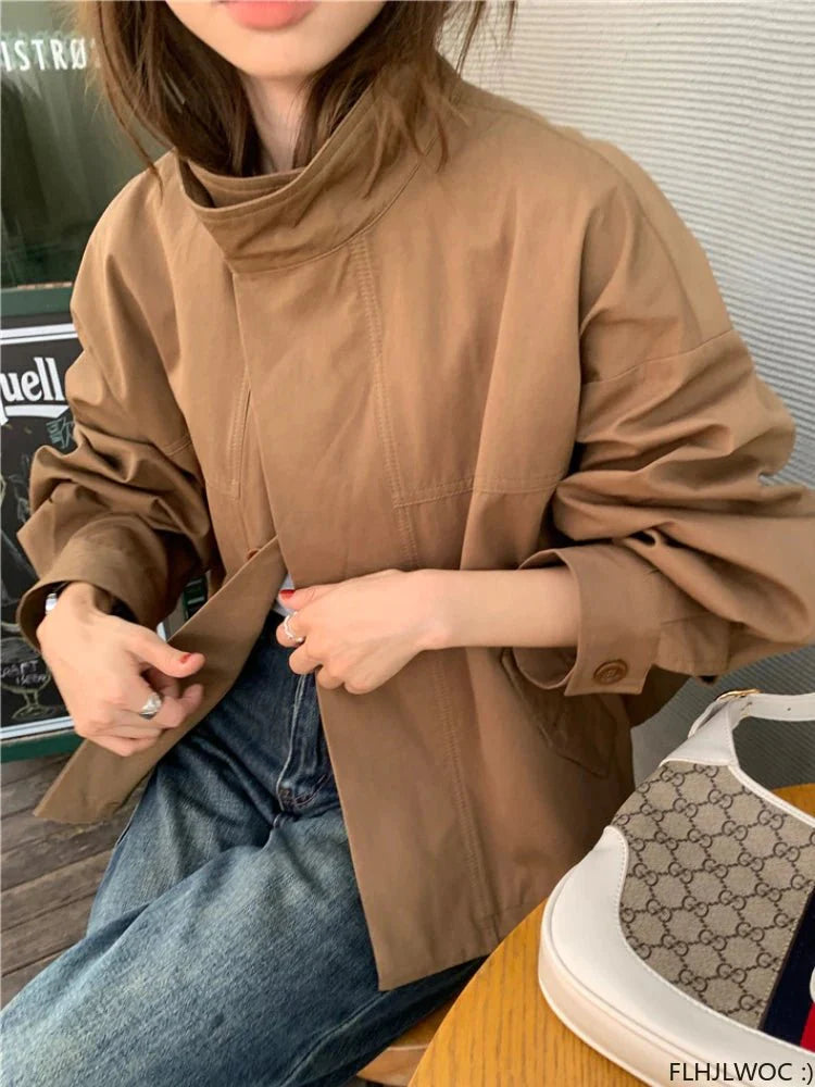 SEAME - Harper Windbreaker Jacket Brown One Size