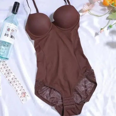 SEAME - Isla Cup Shapewear Bodysuit Brown XL