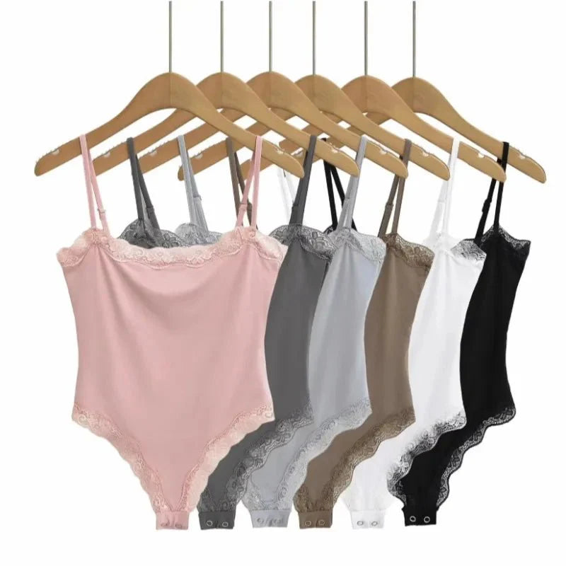 SEAME - Isla Lace Wireless Bodysuit White S