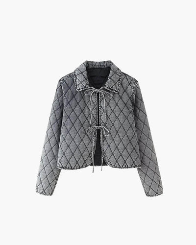 SEAME - Ivy Denim Jacket with Lace Design Grey S