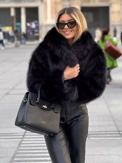 Seame - Jenna Faux Fur Coat White S