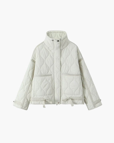 SEAME - Jessica - Women's Winter Coat with High Collar, Pockets & Loose Fit White XS