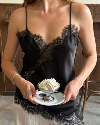 SEAME - Josephine Elegant Lace Top Black M