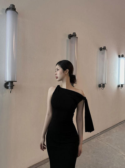 Seame - Kylie knotted maxi dress Black S