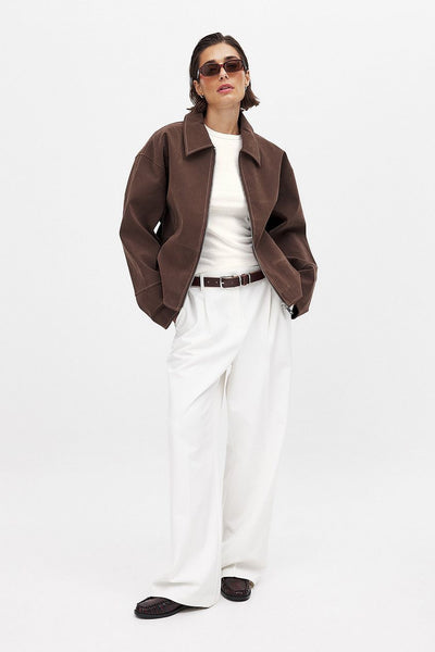 SEAME - Lydia Suede Jacket Brown L