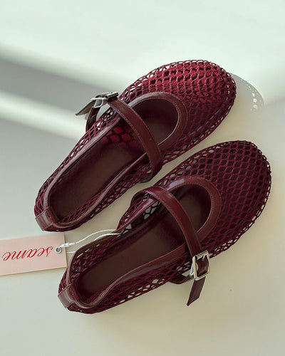 SEAME - Margaux Mesh Ballet Flats White 37
