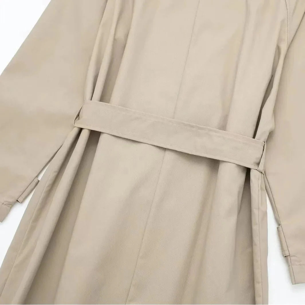 SEAME - Marielle Trench Coat Women, Classic Double - Breasted Design with Belt Creme XS