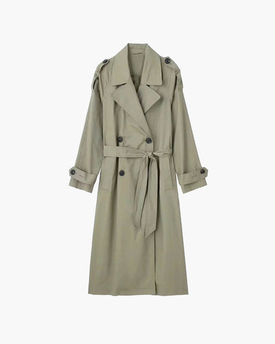 SEAME - Marielle Trench Coat Women, Classic Double - Breasted Design with Belt Khaki XS