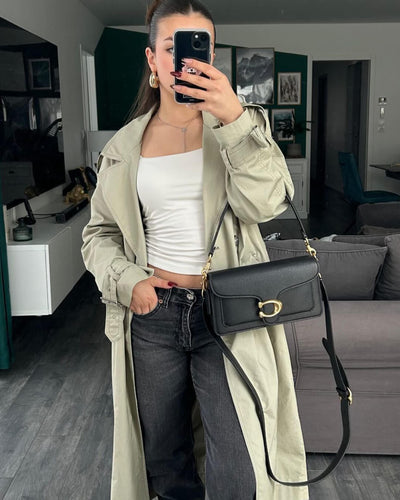 SEAME - Marielle Trench Coat Women, Classic Double - Breasted Design with Belt Khaki XS