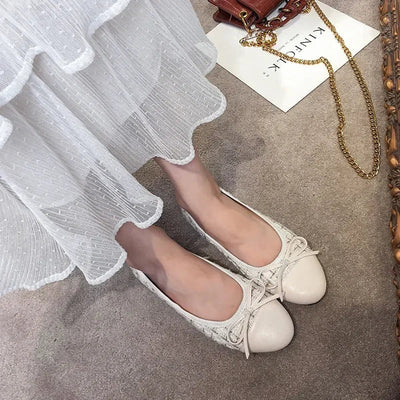 SEAME - Marina - Women's Loafers with Stylish Bow Design for Comfort and Versatility White 36