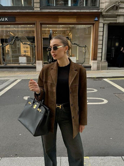 Seame - Matilda faux suede Jacket Dark Brown S