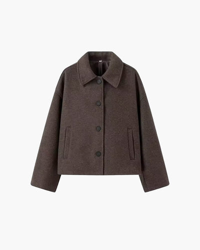 SEAME - Maxine - Women's Wool Coat with Button Closure for Winter Warmth Brown S