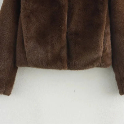SEAME - Mia Brown Faux Fur Jacket Brown S