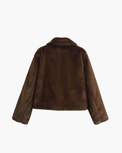 SEAME - Mia Brown Faux Fur Jacket Brown S