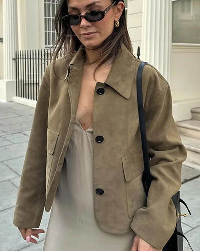 SEAME - Mirlinda Suede Blazer Jacket Brown M