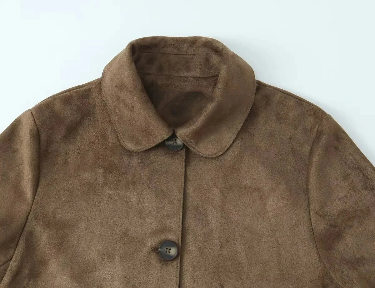 SEAME - Mirlinda Suede Jacket Brown XS