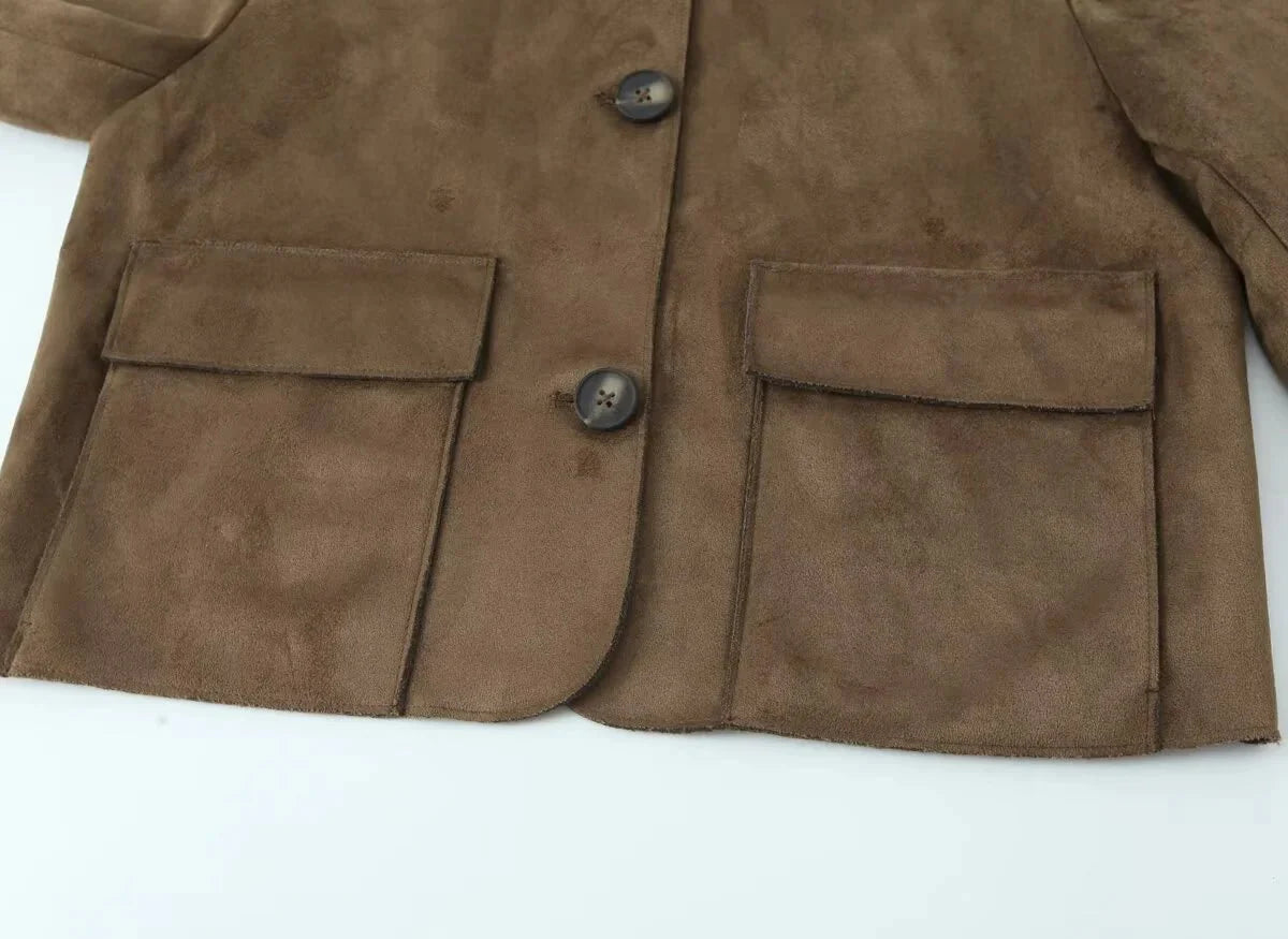 SEAME - Mirlinda Suede Jacket Brown XS