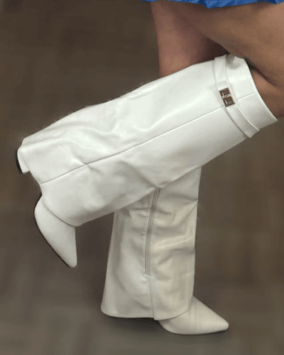 SEAME - Rachelle Suede Boots White Vegan Leather 37