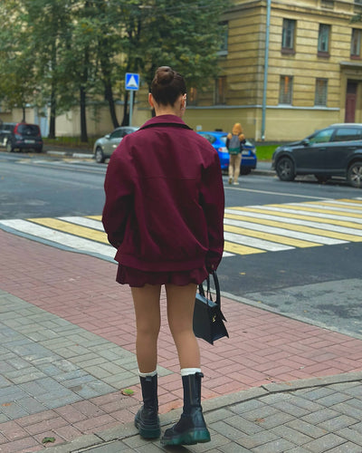 SEAME - Rhea Burgundy Bomber Jacket Burgundy Jacket XS