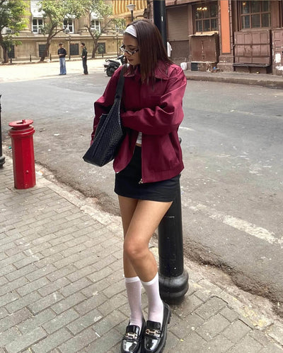 SEAME - Rhea Burgundy Bomber Jacket Burgundy Jacket M