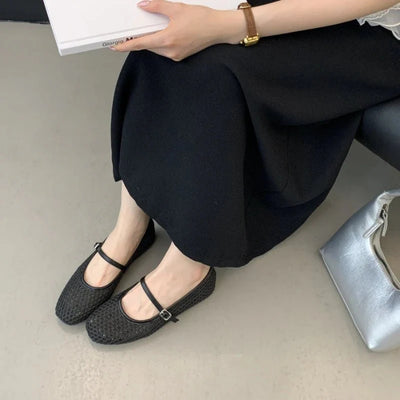 SEAME - Sabrina Mesh Ballet Flats Black 35