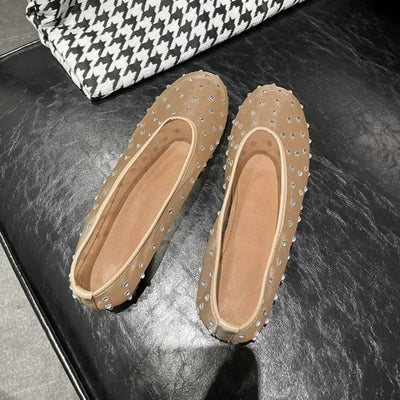 SEAME - Sandra Crystal Mesh Ballerinas Black 35