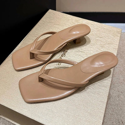 SEAME - Thalia - Women's Sandals with Stylish Clip Toe Design & Low Heel Comfort Black 35