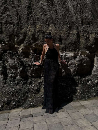 Seame - Valerie two - piece set with frill details black S