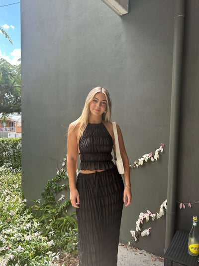 Seame - Valerie two - piece set with frill details black S