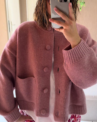 SEAME - Vanessa Thick Knitted Cardigan Pink S