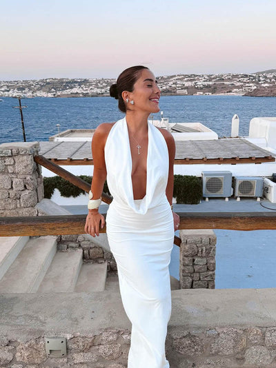 Seame - Venice Deep V - Neck Maxi Dress S